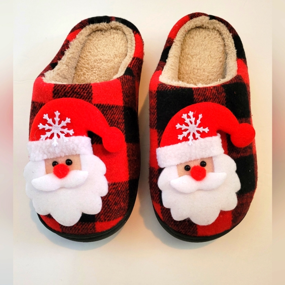Christmas Fluffy Fur Slippers Santa Clause